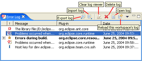 New error log view toolbar features