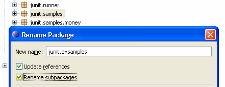 Rename Package dialog with new checkbox