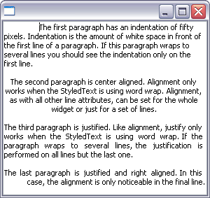 Picture showing StyledText being aligned
