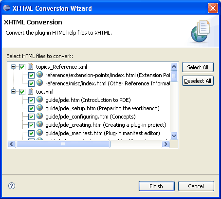 Picture showing the XHTML conversion tool