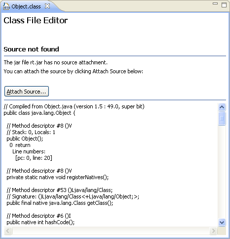 Screenshot showing the Class File Editor with disassembled code