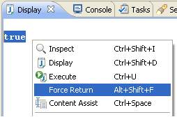 Select expression and Force Return from context menu