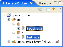 Package Explorer showing created project and package structure
