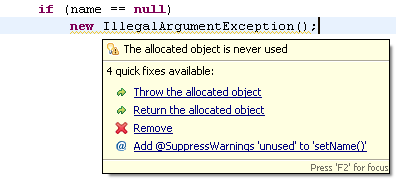 if (name == null) new IllegalArgumentException();