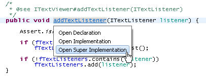 Open Super Implementation popup on a method