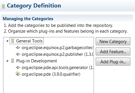 Category editor can include individual bundles