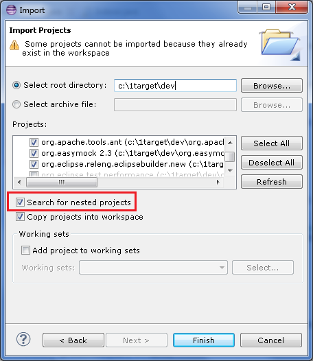 Import nested projects.