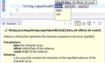 'String.copyValueOf(data, offset, count)', with 'data' selected.