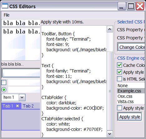 Picture showing the CSS SWT Editor example