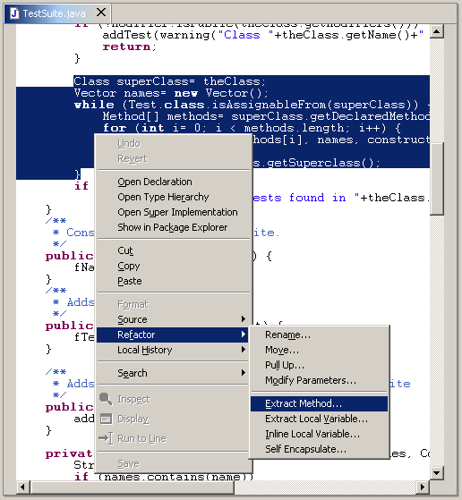 Context menu extract method