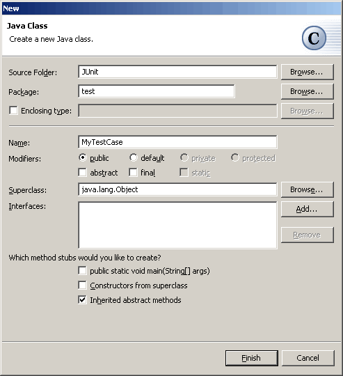Java Class wizard