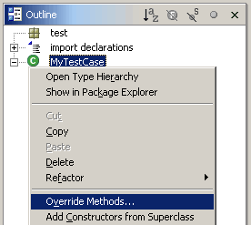 Context menu of a type