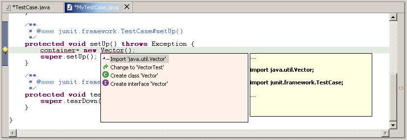 Correction proposals for 'Vector'