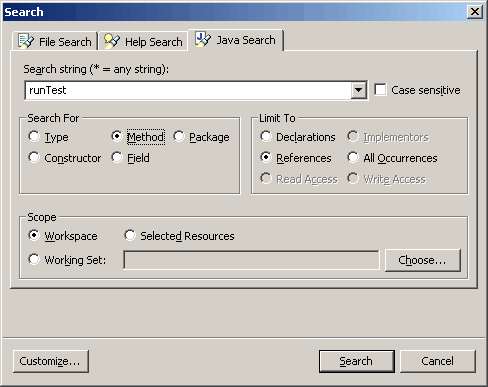 Java Search page