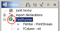 Outline view with selected TestRunner class