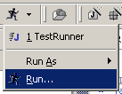 Run menu of the toolbar