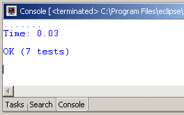 Console showing program output