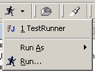 Run drop down menu from the workbench toolbar