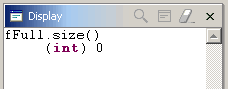 Display view showing evaluation result: (int) 0