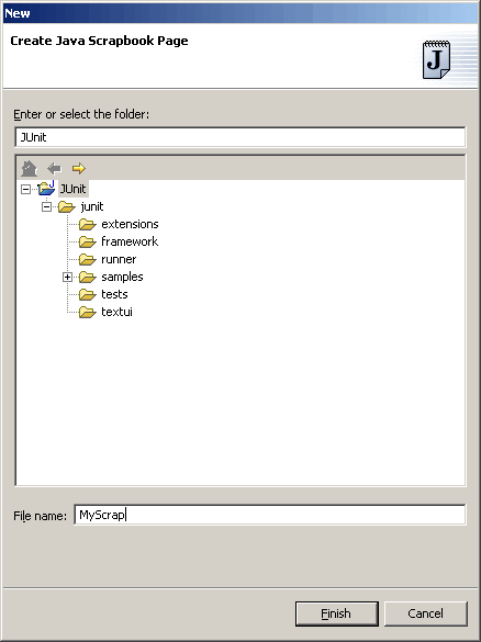 Create Java Scrapbook Page wizard