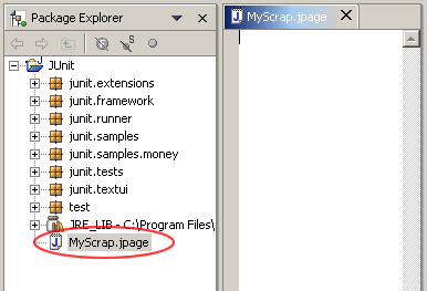 Package Explorer and editor area of the active perspective