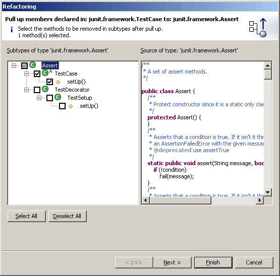 Pulling members up to superclass Refactoring Command