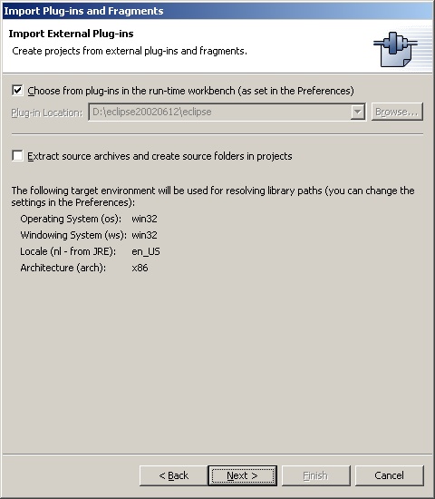 Import External Plug-ins wizard - first page