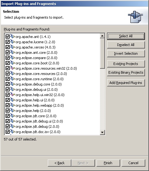 Import External Plug-ins wizard - second page