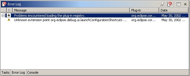 Error Log view