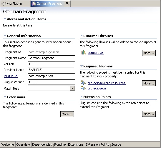 Fragment example - manifest overview