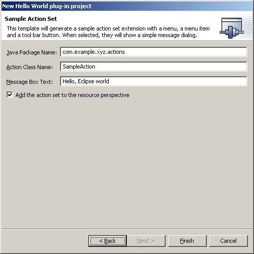 "Sample Action Set" template page
