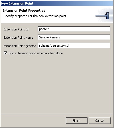 New Extension Point wizard