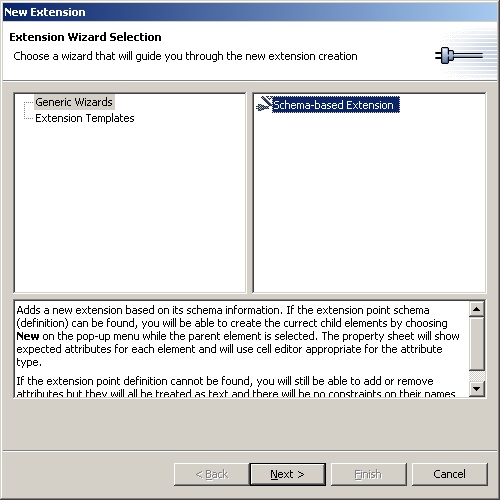 Extension Wizard Selection