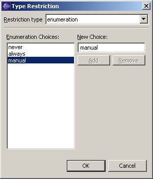 Type restriction dialog