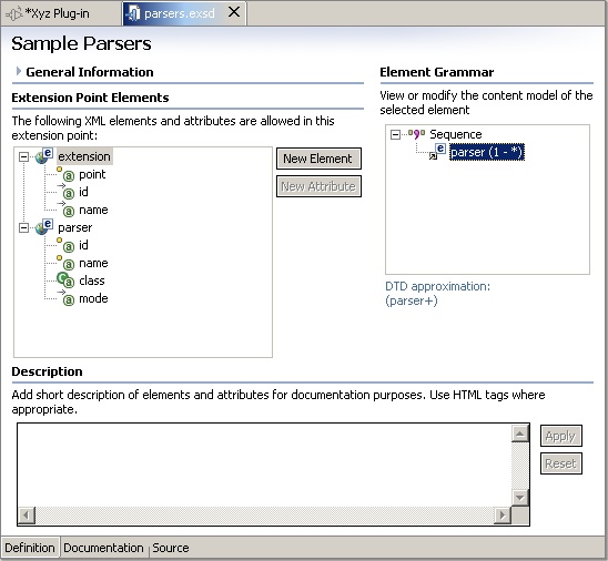 Extension point schema editor - element grammar
