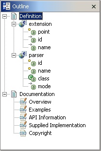 Extension point schema editor outline