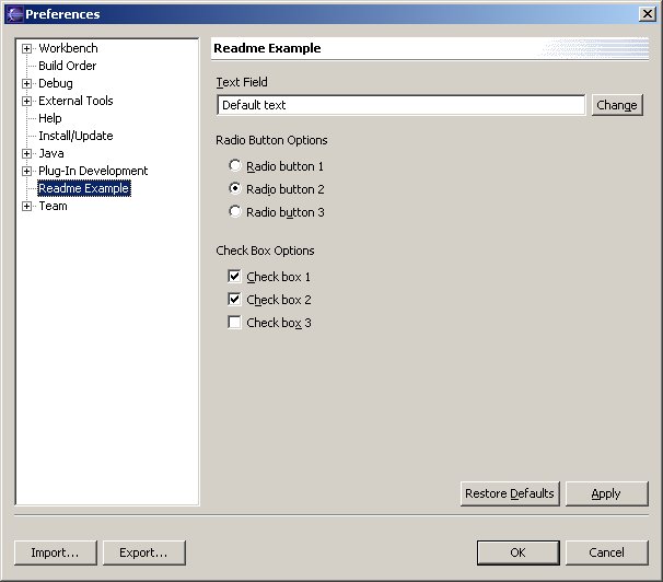 Readme tool preferences page