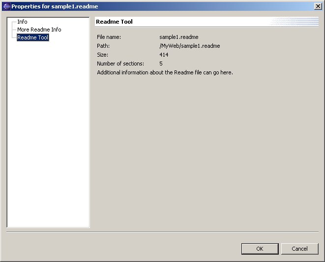 Properties dialog with readme entries
