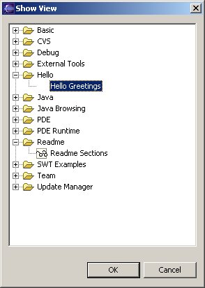 Show View dialog with Hello entry