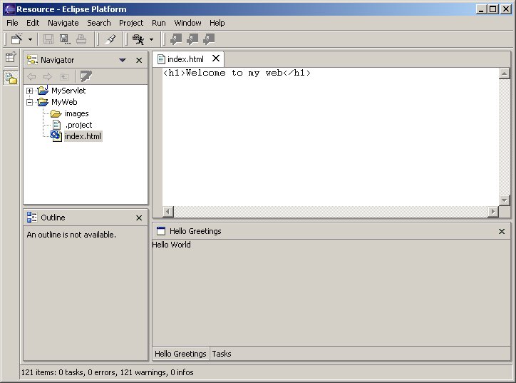 Workbench with Hello World view