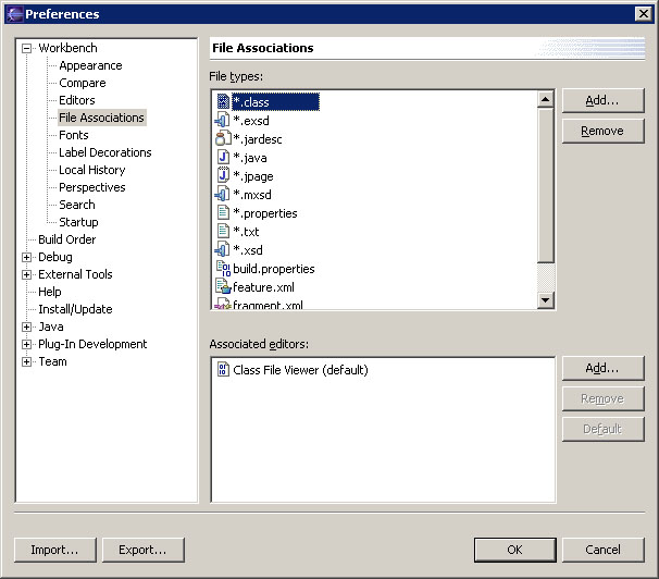 File associations preference page
