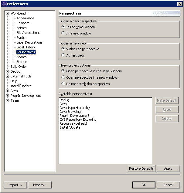 Perspectives Preference Page