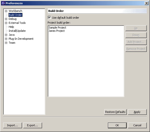 Build order preference page
