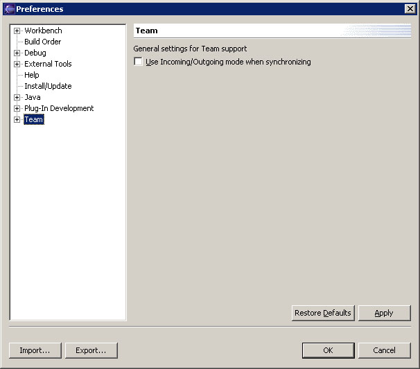 Team Preference Page