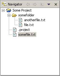 Picture of Navigator view showing a simple hierarchy (project, folders, files)