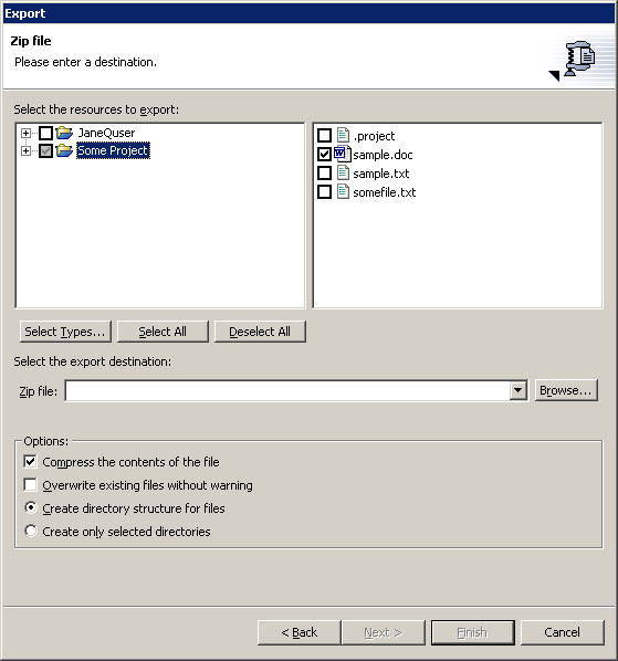 Export JAR page