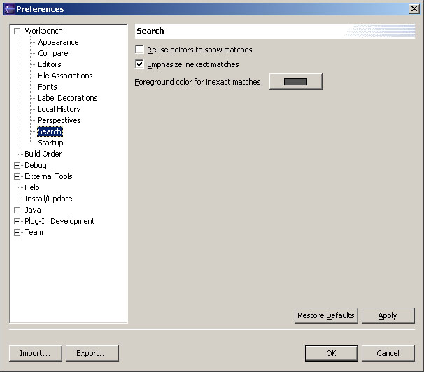 Search Preference Page