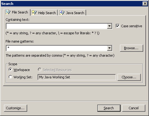 File search dialog