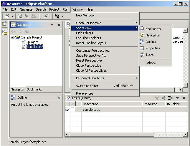 Window -> Show View menu