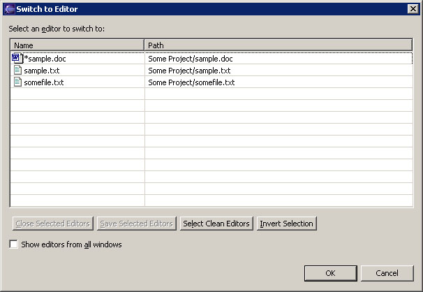 Switch Editor dialog